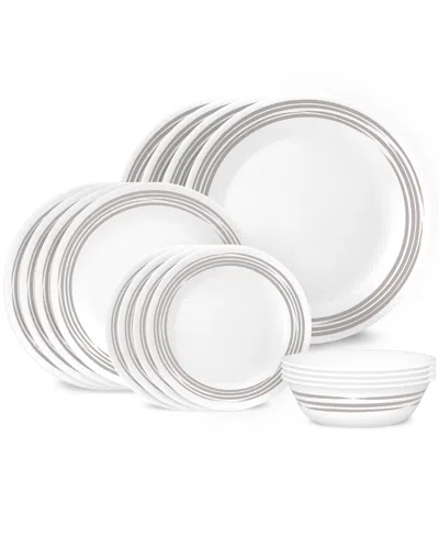 Corelle Brushed 16 Pc. Dinnerware Set, Service For 4 In White,silvery-gray