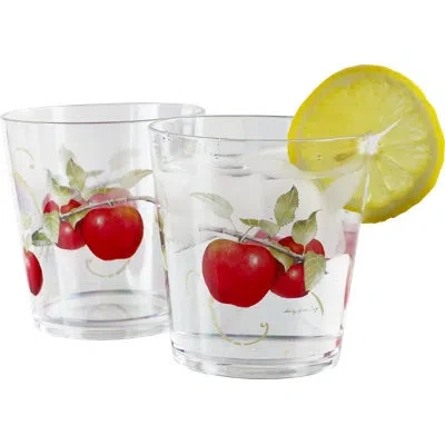 Corelle Harvest Apple 14 Oz. Acrylic Drinking Glass In Red;clear