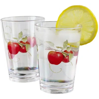 Corelle Harvest Apple 8 Oz. Acrylic Drinking Glass In Red;clear