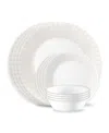 Corelle Hushed Lines 12 Pc. Dinnerware Set, Service For 4 In White