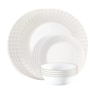 Corelle Hushed Lines 12-pc. Glass Dinnerware Set In White