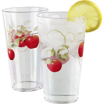 Corelle Reston Lloyd Harvest Apple 19 Oz. Acrylic Drinking Glass In Clear