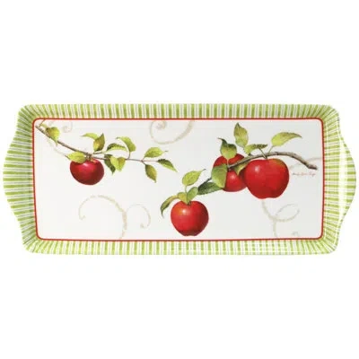 Corelle Reston Lloyd Melamine Plastic Tidbit Tray, Bpa-free, Food Safe, Multipurpose Platter Serving Tray In Green,white