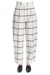 Corey Lynn Calter Antonella Check-print High Rise Pant In Ivory/black In Multi