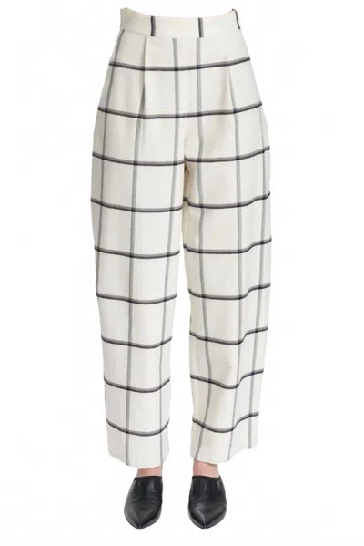 Corey Lynn Calter Antonella Check-print High Rise Pant In Ivory/black In White
