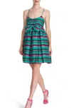 Corey Lynn Calter Anya Stripe Dress In Kelly Green In Green