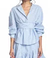 Corey Lynn Calter Big Sky Long Sleeve Shirt In Blue Stripe