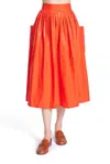 Corey Lynn Calter Cece Midi Skirt In Flame In Red
