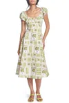 Corey Lynn Calter Cordelia Midi Dress In Lemon In Multi