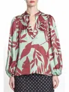 Corey Lynn Calter Corine Top Blouse In Mint Print In Multi