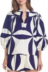 Corey Lynn Calter Corrine Top In Patch Navy In Multi