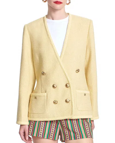 Corey Lynn Calter Evelyn Tweed Jacket In Bamboo In Yellow