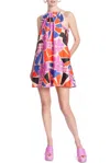 Corey Lynn Calter Harper Ruffle Neck Dress In Groovvy In Multi