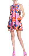 Corey Lynn Calter Harper Ruffle Neck Dress In Groovvy In Multi