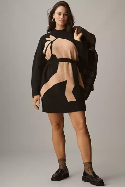 Corey Lynn Calter Heidi Belted Sweater Mini Dress In Black
