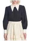 Corey Lynn Calter Josie Pressed Flowers Top In Black
