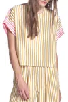 Corey Lynn Calter Juni Crew Neck Striped Top In Yellow In Yellow