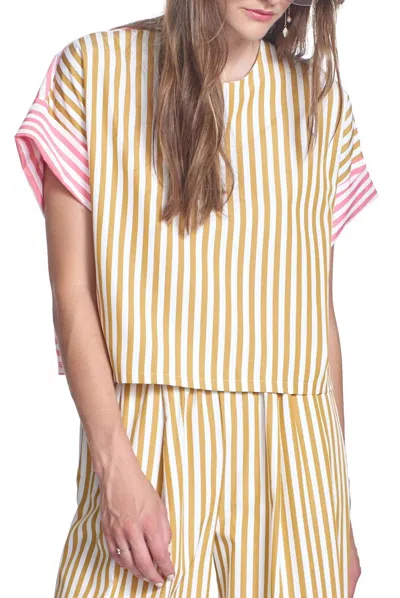 Corey Lynn Calter Juni Crew Neck Striped Top In Yellow