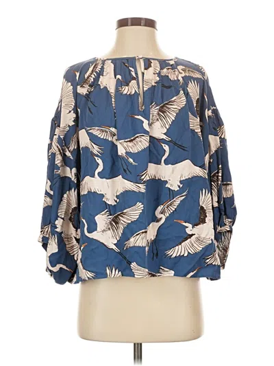 Pre-owned Corey Lynn Calter Long Sleeve Blouse In Blue