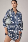 Corey Lynn Calter Long-sleeve Printed Mini Shirt Dress