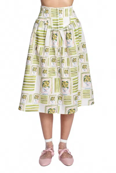 Corey Lynn Calter Lulee Midi Skirt In Lemon In Green