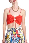 Corey Lynn Calter Marty Front Keyhole Crop Top In Lobster In Red