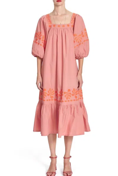 Corey Lynn Calter Miriam Cross Stitch Dress In Pressed Flower In Pink