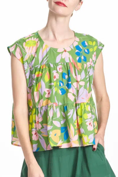 Corey Lynn Calter Misty Tiered Top In Green In Multi