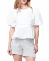 Corey Lynn Calter Peggy Peplum Top In White In White
