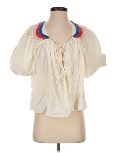 Pre-owned Corey Lynn Calter Short Sleeve Blouse In Ivory