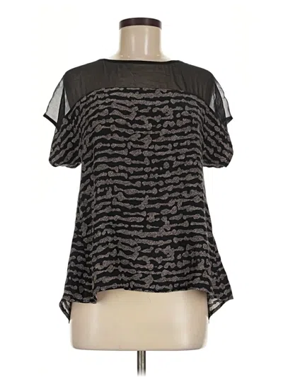 Pre-owned Corey Lynn Calter Short Sleeve Silk Top Black Cold Shoulder Neckline Tops