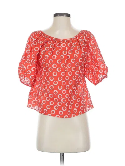 Pre-owned Corey Lynn Calter Short Sleeve Silk Top Orange Sweetheart Neckline Tops