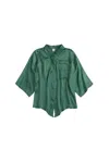 Corey Lynn Calter Women's Greenwich Shirt Top In Fir Fir In Multi