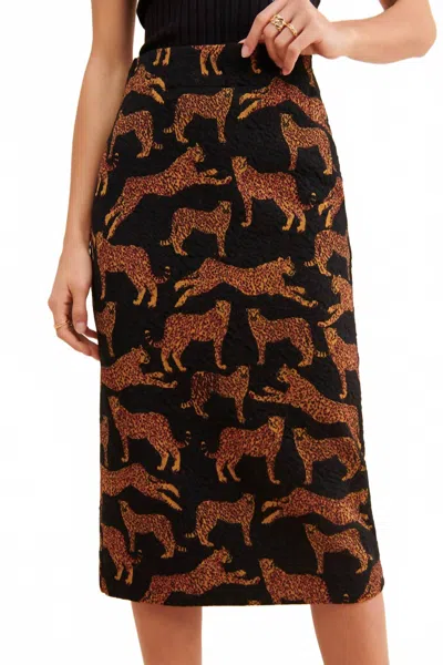 Corey Lynn Calter Zola Pencil Skirt In Black/copper In Multi