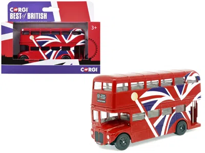 Corgi London Bus Red With Uk Flag Graphics "best Of British" Series Diecast Model Car By