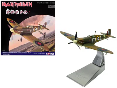 Corgi Supermarine Spitfire Mk. Ii Fighter Aircraft "iron Maiden 'aces High'" Green Camouflage With Graphic