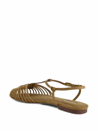 Corina Cage-style Flat Sandals In Brown