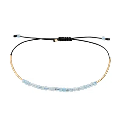 Corina Mardari Jewelry Women's Blue / Gold / Black Aquamarine Gold Filled Adjustable Bracelet In Pattern