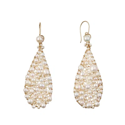 Corina Mardari Jewelry Women's Gold / White Statement Pearl Handmade Earrings - Gold Filled