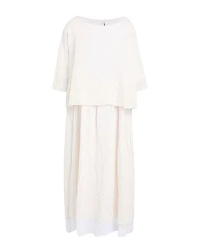 Corinna Caon Woman Midi Dress Off White Size L Cotton