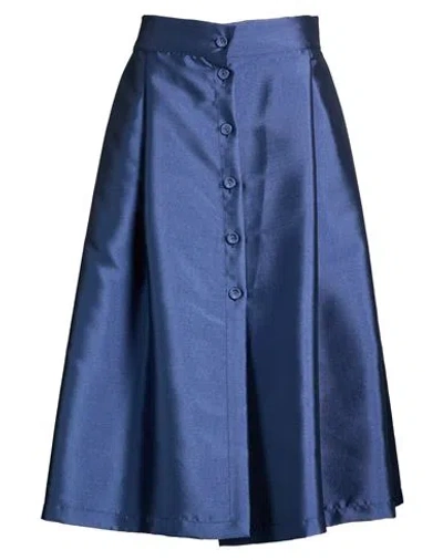 Corinna Caon Woman Midi Skirt Blue Size M Polyester