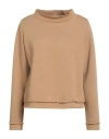 Corinna Caon Woman Sweatshirt Sand Size M Cotton, Polyester In Sand