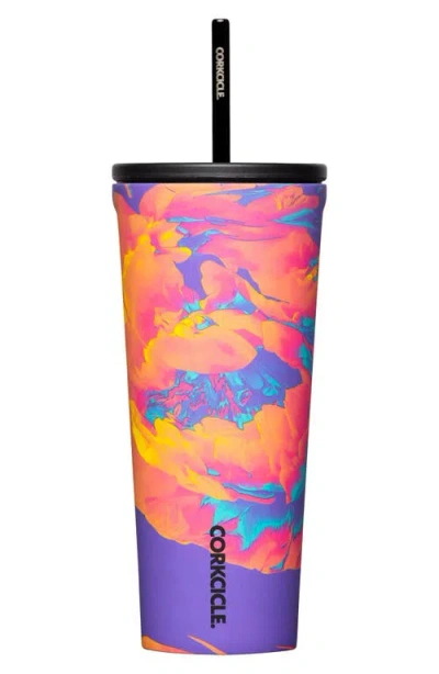 Corkcicle 24-ounce Insulated Cup With Straw In Super Bloom