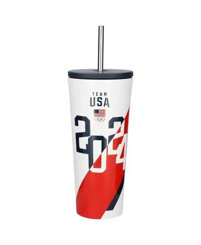 Corkcicle Team Usa 24oz. Line Wave Cold Cup In White,navy