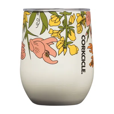Corkcicle Wildflower 12oz Stemless Cup In Cream In White