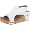 Corkys Carley Womens Cork Slingback Wedge Sandals In White