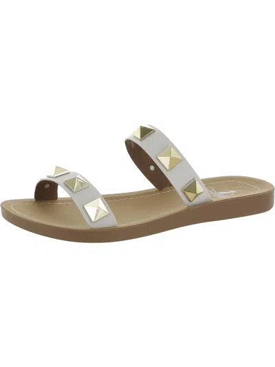 Corkys Daiqiuri Womens Faux Leather Slip On Slide Sandals In White