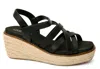 Corkys Footwear All Nighter Strappy Wedge Sandals In Black In Black