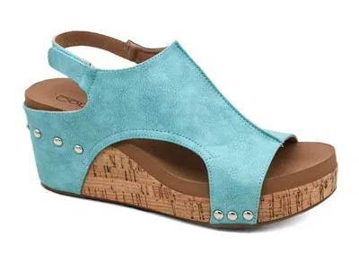 Corkys Footwear Carley Wedge Sandals In Teal In Green