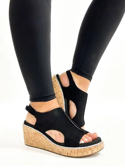 Corkys Footwear Corduroy Carley Wedge In Black